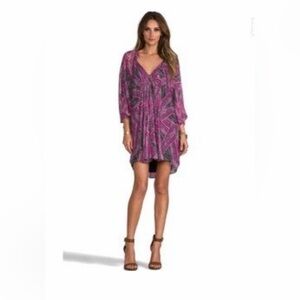 Diane Von Furstenberg Flowy Silk Dress in Pink and Purple Hues Size 4